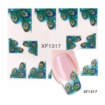 YZWLE 1 Sheet Water Transfer Nail Art Sticker Kids Decals Feather Designs DIY Decoration For Beauty Nail Tools 1317
