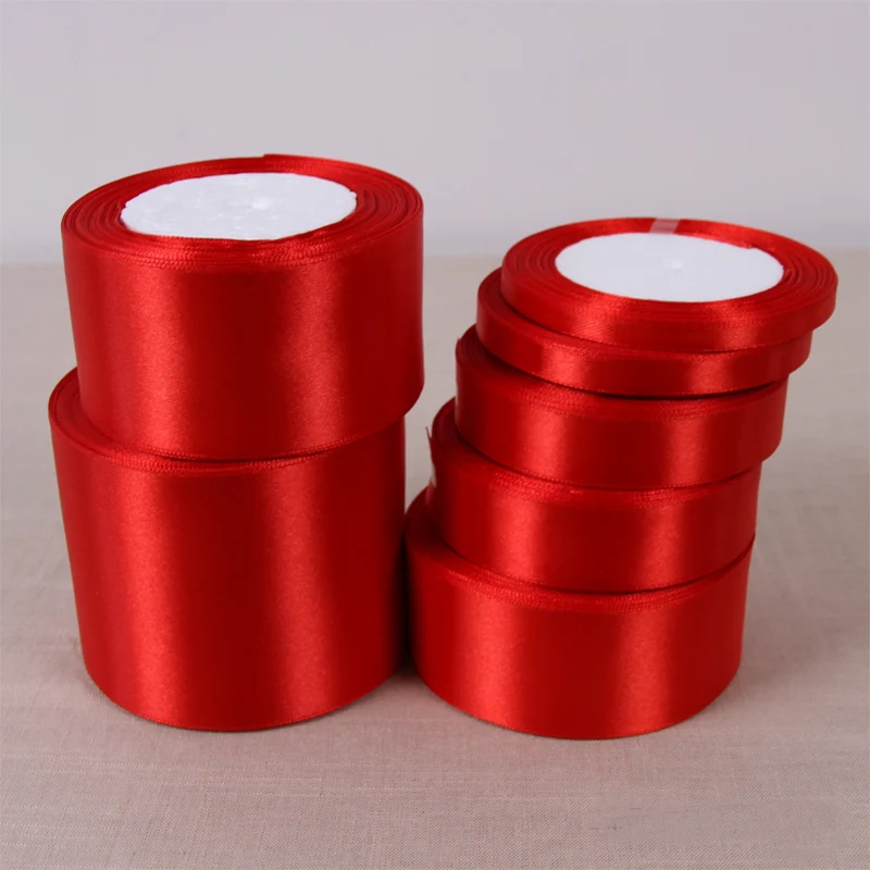 

Red 25Yards/22Meters/Roll 6mm~75mm Width Polyester Ribbons Cake Gift Box Wrap Ribbon Accessories Handmade DIY Material