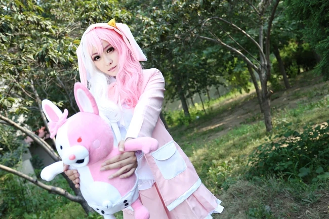 Danganronpa2 Anime Game Nieuwe Cartoon Cos Monomi Vrouw Meisjes Lolita Personificatie Cosplay Kostuum jas + shirt + rok + bow + sokken Danganronpa2 Anime Game Nieuwe Cartoon Cos Monomi Vrouw Meisjes Lolita Personificatie Cosplay Kostuum jas + shirt + rok + bow + sokken