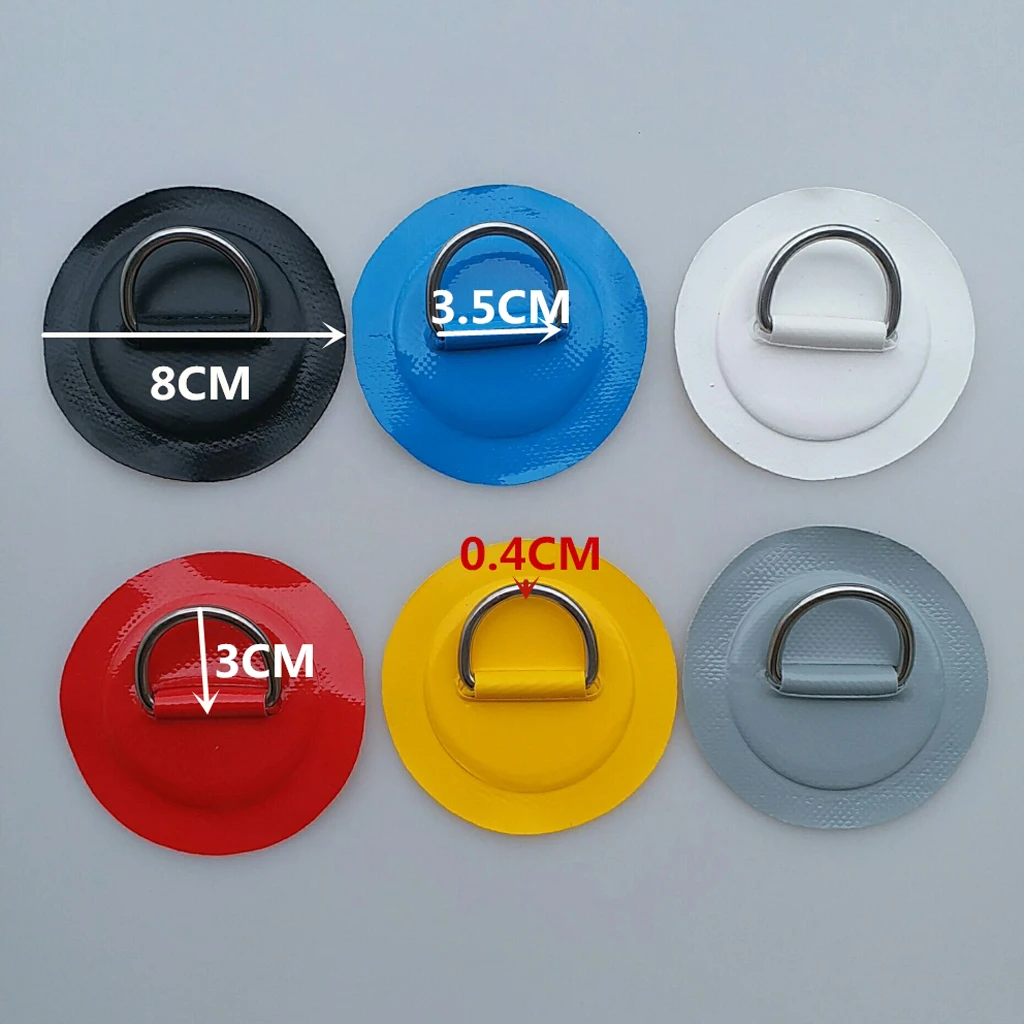 4pcs Durable Strong Marine 316 Stainless Steel D Ring Patch Pad Shock Rope for PVC Inflatable Boat Kayak Fishing Raft Dinghy