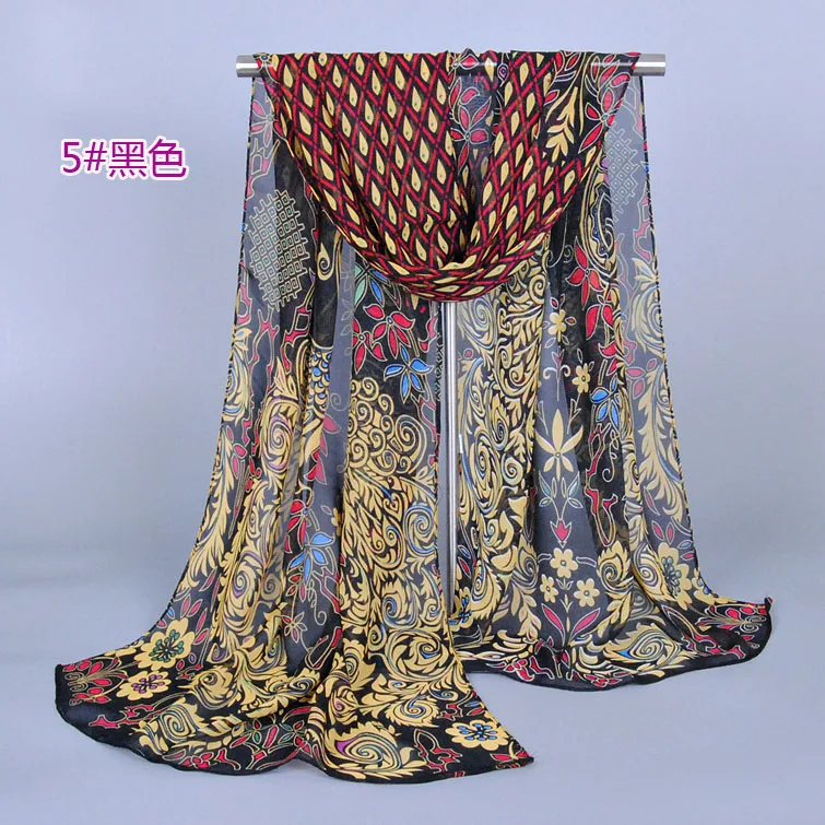 

New popular light-weight fashionable peacock picturesque Chiffon Scarf sunscreen female shawl printed silk scarf XQ098
