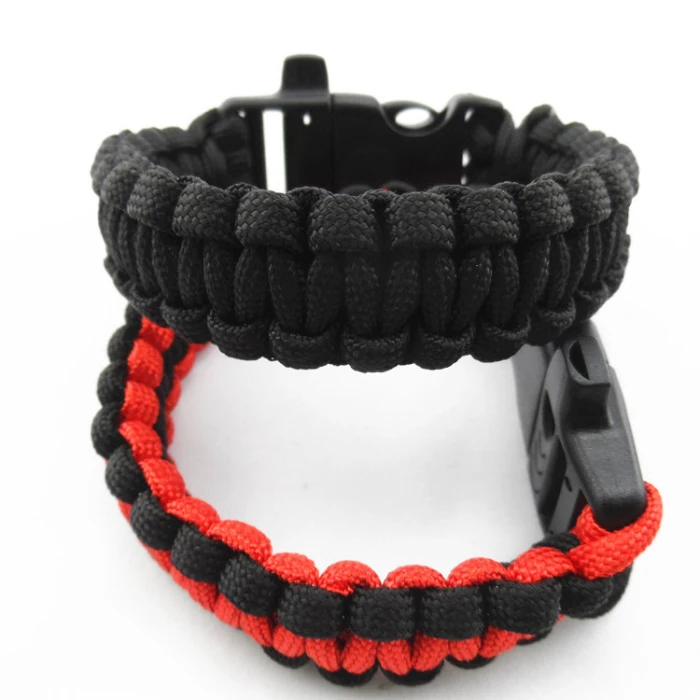 Camping Hiking Survival Parachute Cord Bracelet Men Rope Whistle Buckle Emergency Kit Wristbands Men Jewelry