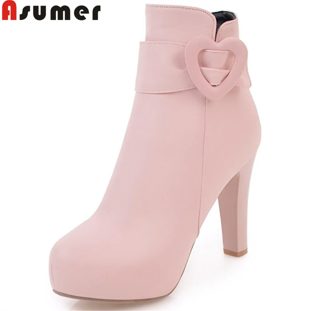 

ASUMER 2018 autumn winter new arrive women boots black pink white super high boots zipper platform ankle boots big size 34-43