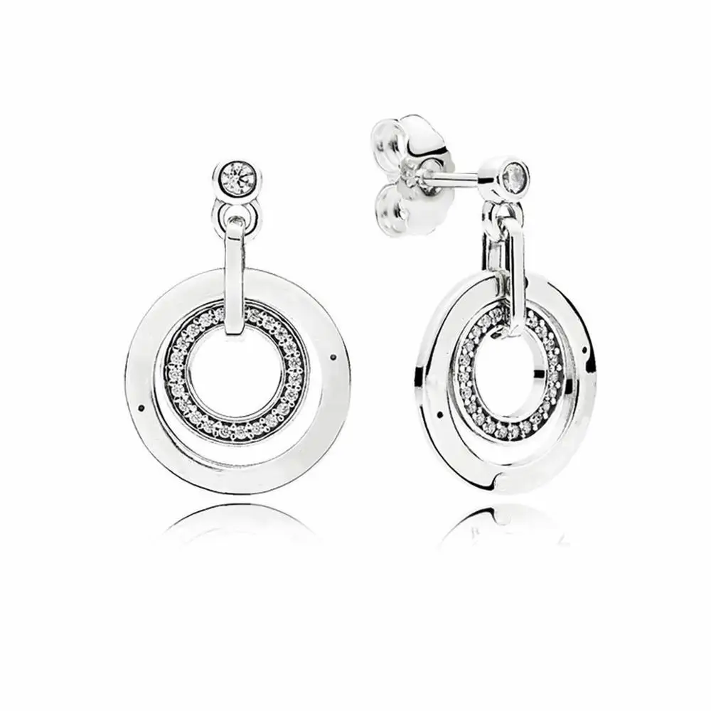 

SHINETUNG 1:1 S925 Sterling Silver Circles Hoop Earrings Ladies' Fashion Luxury Jewelry