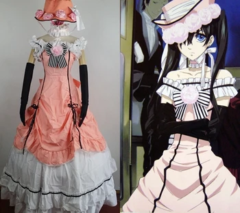 

Black Butler Ciel Phantomhive women girl cosplay costume Lolita Dress Free send hat and gloves Best price