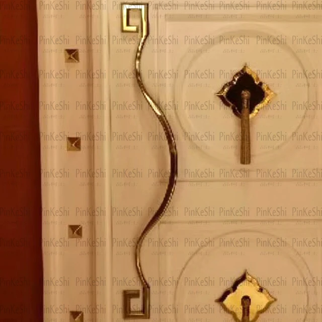 

Elegant wooden door handle, luxury glass door gold color handles