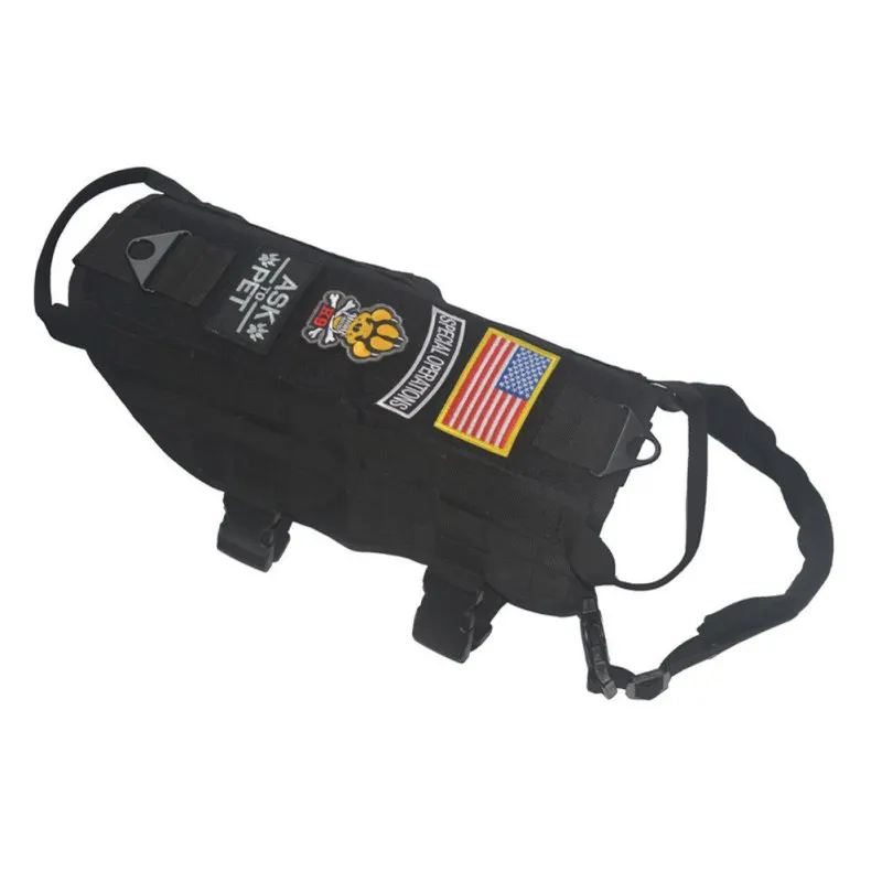 

Tactical Service Dog Vest Water-Resistant Comfortable Military Patrol Dog Mesh Harness Working Dog Leash Attachment