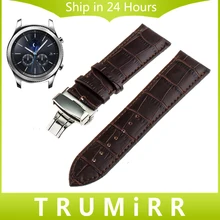 22mm véritable bande de montre en cuir butterfly boucle sangle pour samsung gear s3 classique frontière garmin fenix chronos poignet bracelet