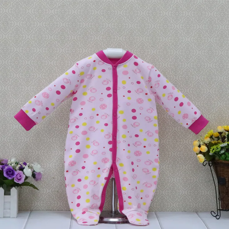 Комбинезоны для новорожденных девочек с длинными рукавами, чистый хлопок, цельный комбинезон на пуговице, одежда для сна, детская одежда, милая детская одежда - Цвет: Pink