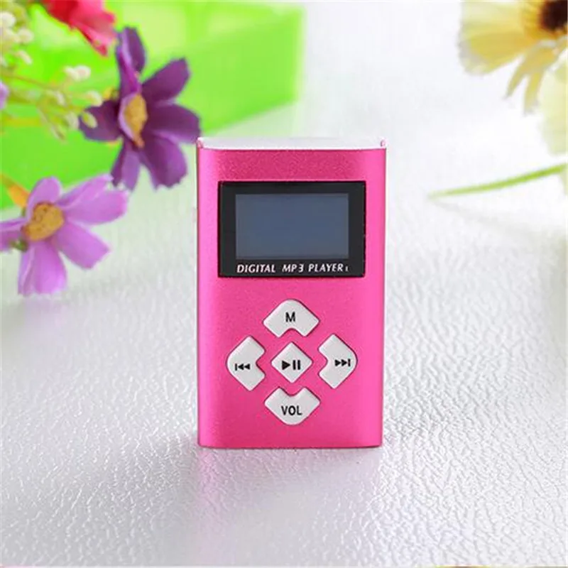 Розовый Mp3 плеер USB мини-клип MP3 плеер с ЖК-экраном Поддержка 32 ГБ Micro SD TF карта радио Walkman Карманный аудио песня, подсказки 6 цветов - Цвет: Розовый
