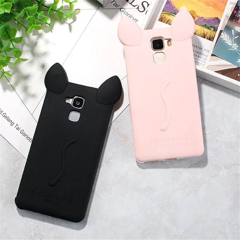 

cute Cat ears with rope soft gel TPU silicon Shock-proof case For Huawei Honor 7 / G9 / P9 lite / Honor 5C / G9 Plus