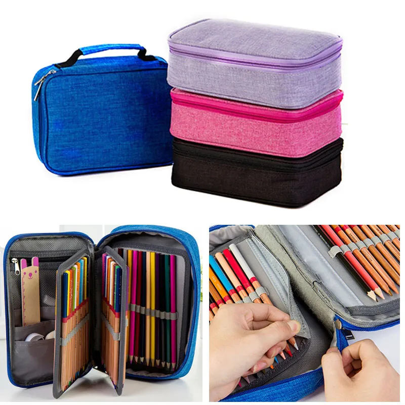 

2019 New Large Capacity Canvas Sketch Pen Holder Pouch Case Bag Fit 72 slots Simple Casual Style 22 x 16 x 6.5 cm Pencil Case
