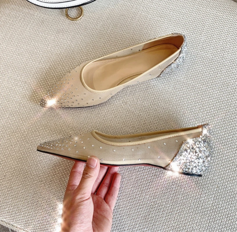 Confortables Gold Femme Bout Air Plat Fille Cristal Mocassins Mesh À D'été Décontractées Avec Myfitgo Pointu Femelle Blingbling silver Chaussures FKcuTJ13l5