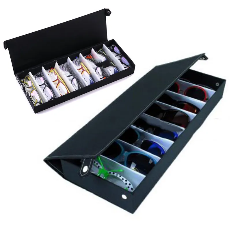 Eco-Friendly 8 Slot Travel Porable Multifunctional Eyeglass Sunglasses Glasses Storage Convenient Display Case Box Holder Black