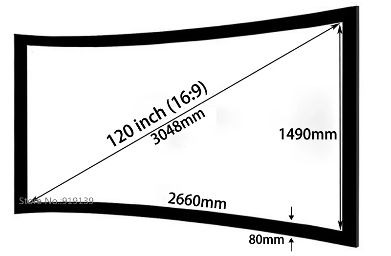 Проекционный экран с хорошим усилением для кинотеатра, 16:9, изогнутая фиксированная рамка, проектор, экран s 120 дюймов, HD Матовый белый костюм для 3D кинотеатра, дисплей