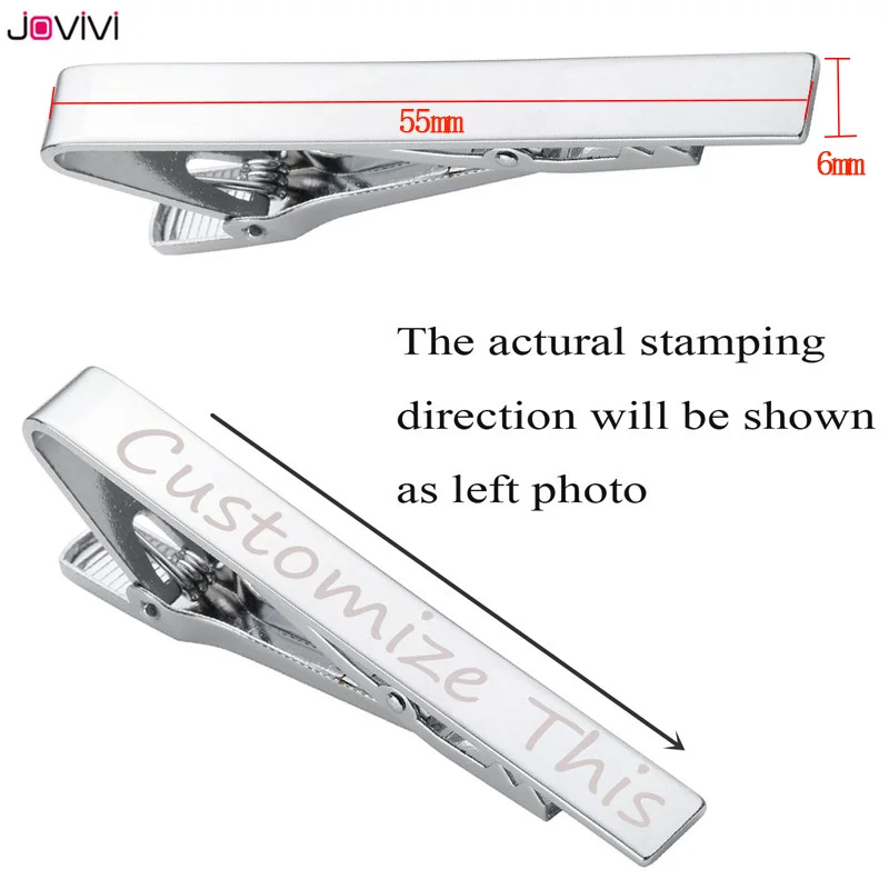 JOVIVI персонализированные пользовательские серебряные зажим для галстука для мужчин подарки индивидуальные Выгравированные запонки зажим для галстука для свадьбы жениха
