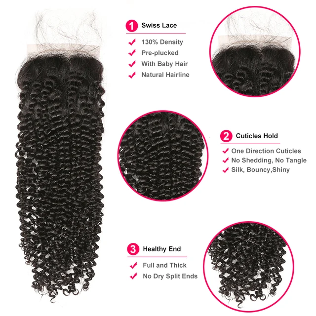 Brazilian Afro Kinky Curly Bundles With Closure 100 Human Hair
