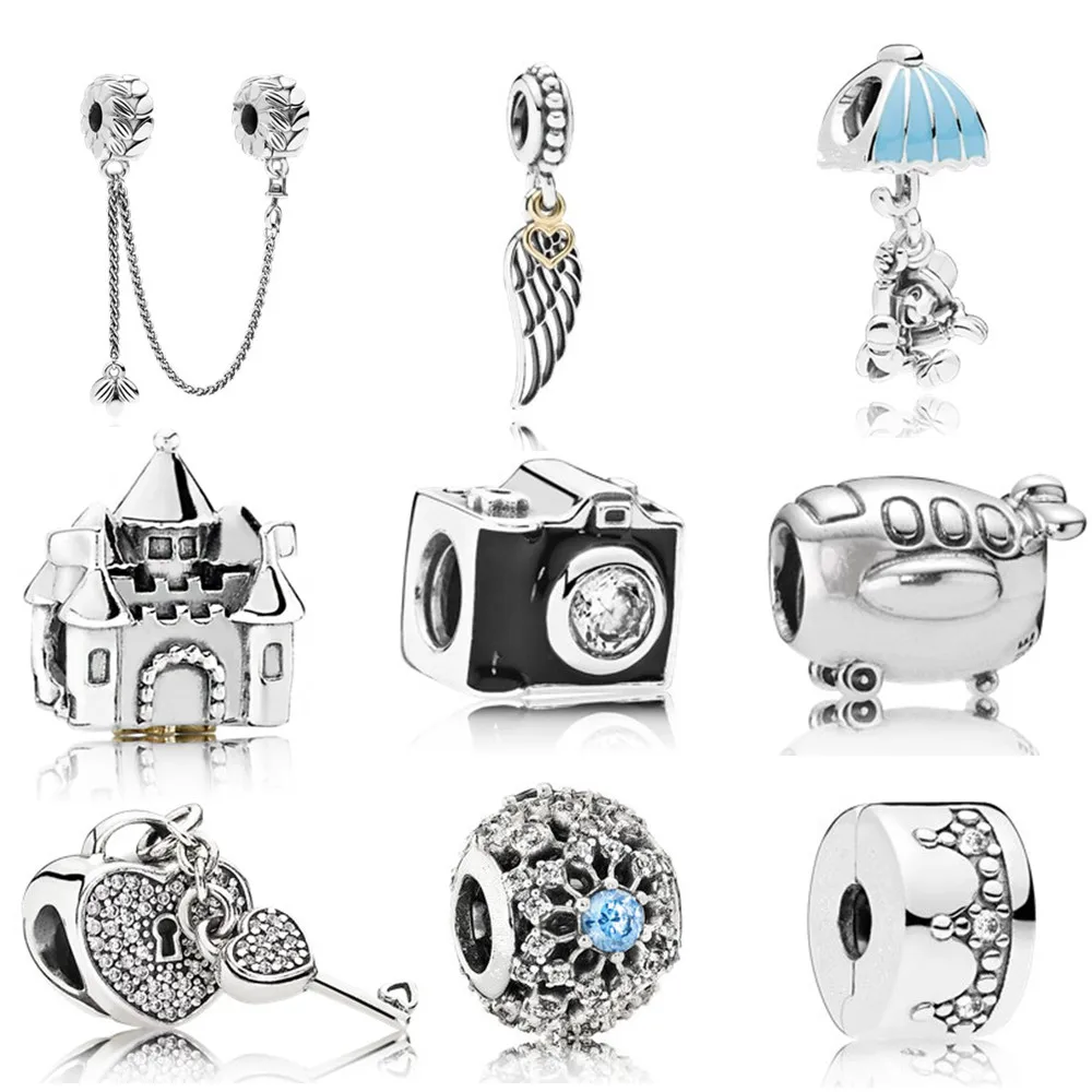 

Ranqin Feather Bangles Mickey Necklace Star Color Silver Fit Pandora DIY bead Pendant Lovely 2019 Mickey Four-leaf clover