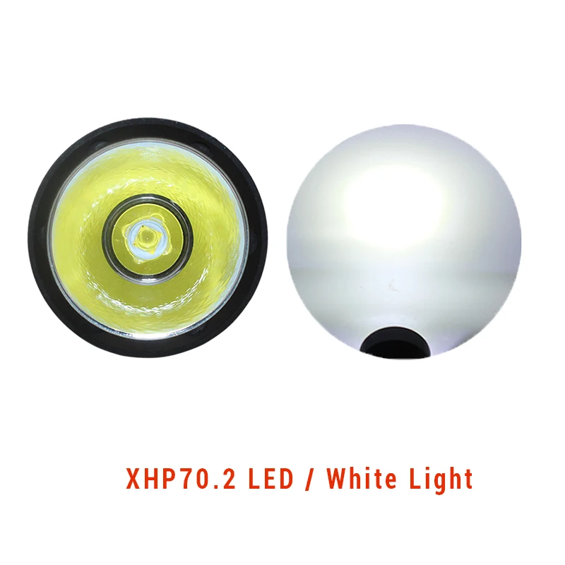 강력한 XHP70.2 LED 다이빙 손전등 토치 스쿠버 캠핑 2 인 1 휴대용 다이빙 토치, XHP70 수중 100M 손전등