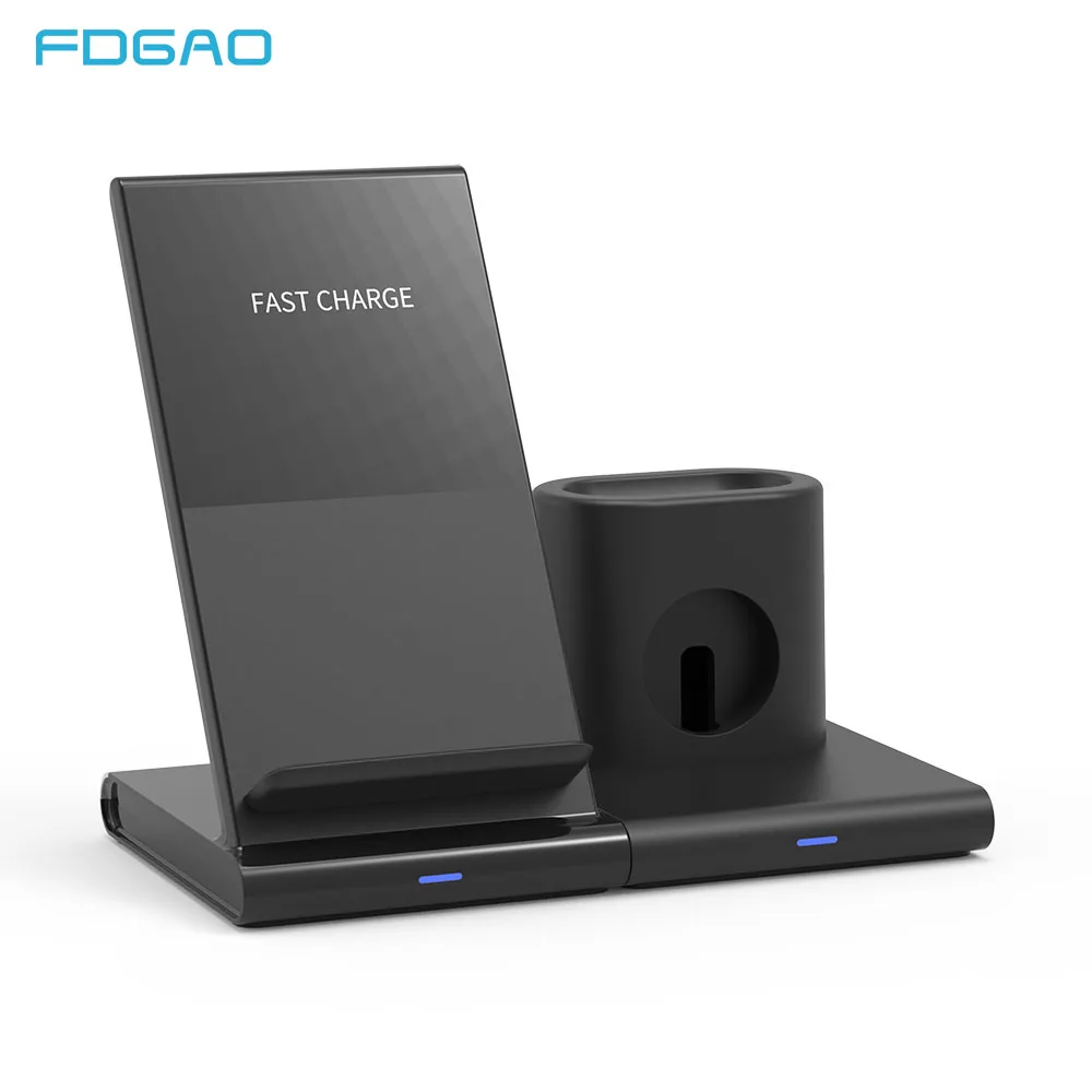 

FDGAO Qi Wireless Charger For Apple Watch 4 3 2 iWatch Airpods 10W Fast Charging Dock Stand For iPhone XS XR X 8 Samsung S10 S9