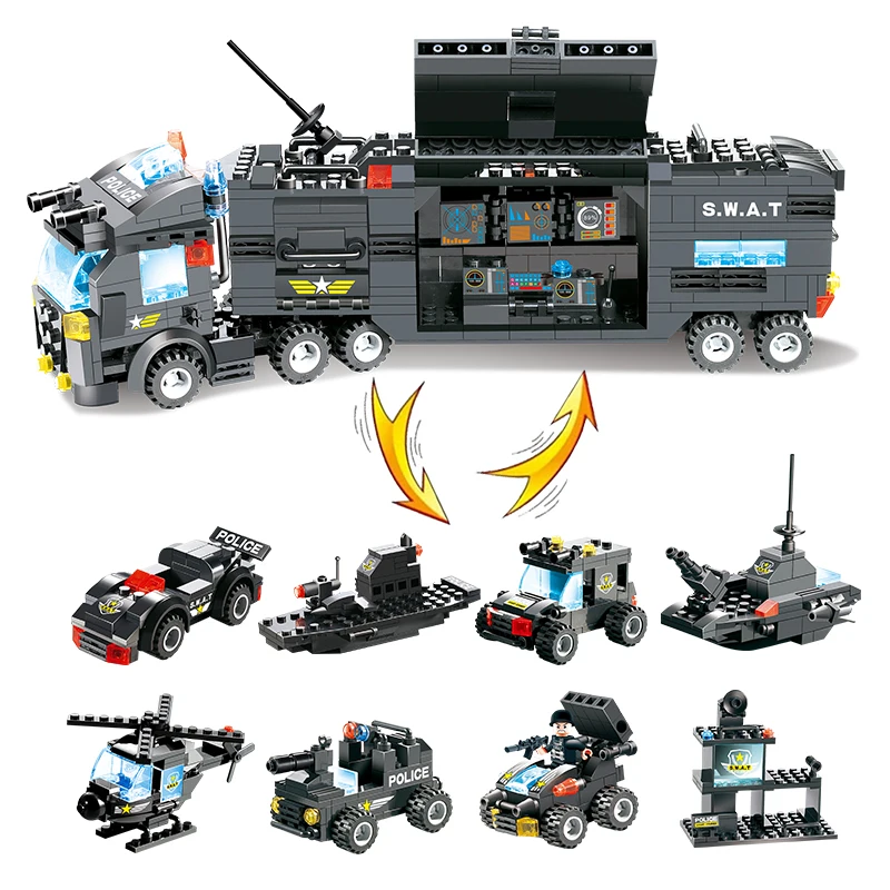 725 шт. 825 обновление 8 в 1 робот самолет машина городская полиция серия Legoings