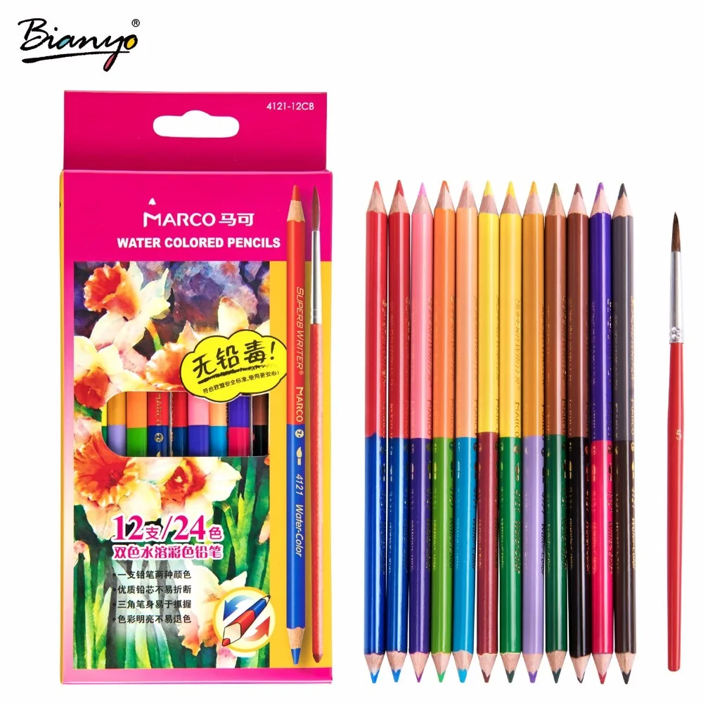 12pcs Watercolor Pencils Long Wood Premium Colored Pencils for Coloring Painting 