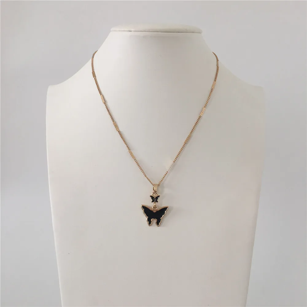 

PRETTY GOLD COLOR PLATING BLACK BUTTERFLY CHARM NECKLACE FOR WOMEN GIRL