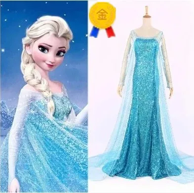 

Hot sale Queen Elsa Adult Women Dress Costume Cosplay Flowery Fancy Dresses Free Shipping Free Shipping