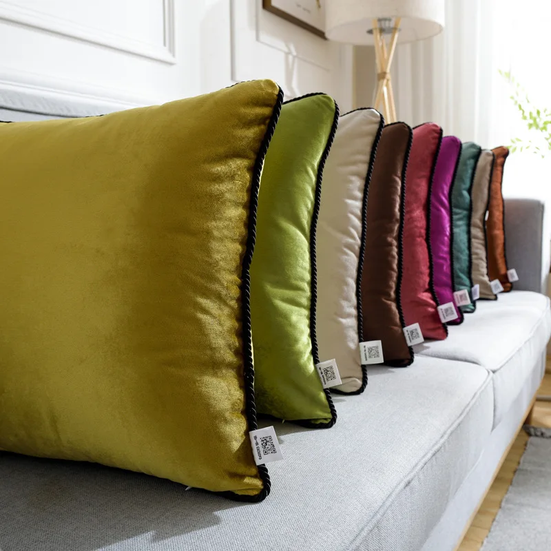 

Luxurious Plain Color Decorative Pillow Case Simple Square Flannel Throw Pillows Cover 45*45 35*45cm