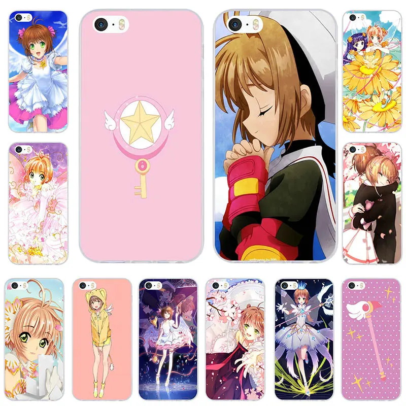 

For iphone 7 6S 6 8 Plus 5 5S 5C SE X 4 4S Shell Soft TPU Silicone Phone Case Cover Sakura Card Captor Clow for iphone 6 Case