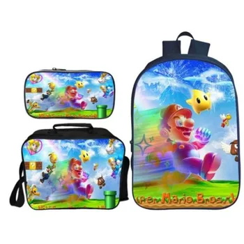 

Cartoon Children School Bags for Boys Schoolbag Girls Bag New Arrivals 3Pcs/Set Printing 3D Super Mario Kids Shoulder Backpacks