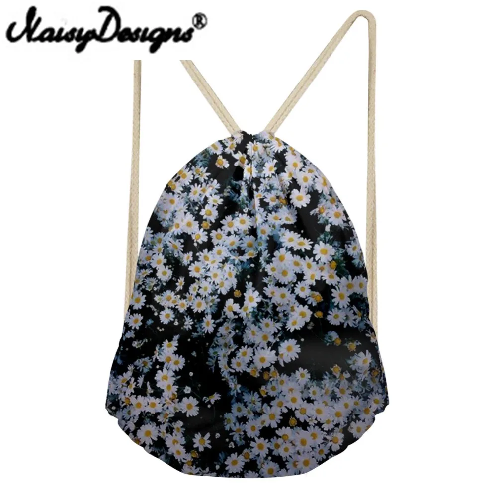 NOISYDESIGNS 3D pear flowers Flower pattern painting Drawstring Backpack School bags for women day pack unisex