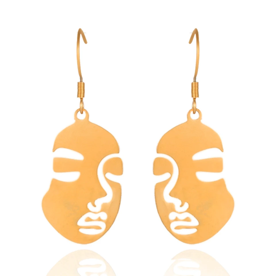 

Stainless steel Golden Stud Earrings Fashion Charm Smiley face Earrings fow women A face Women's earrings jewelry