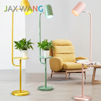 

Nordic Modern Iron Floor Lamp Led E27 Kitchen Pure Color Living Room Restaurant Floor Lamp Bedroom Study Lighting Fixture Lights