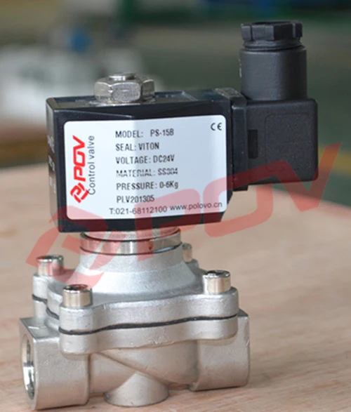 

PS-15B DN15 1/2'' direct acting stainless steel water solenoid valve normally closed 24vdc 0-10bar nbr seal