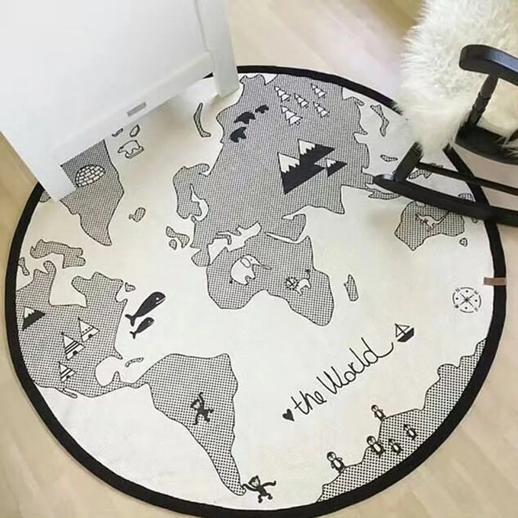 

Child Baby Play Mats Game Racing Mat Cotton Kids Crawling Carpet Sleep Bed world map Print Soft Round Stroller Blanket