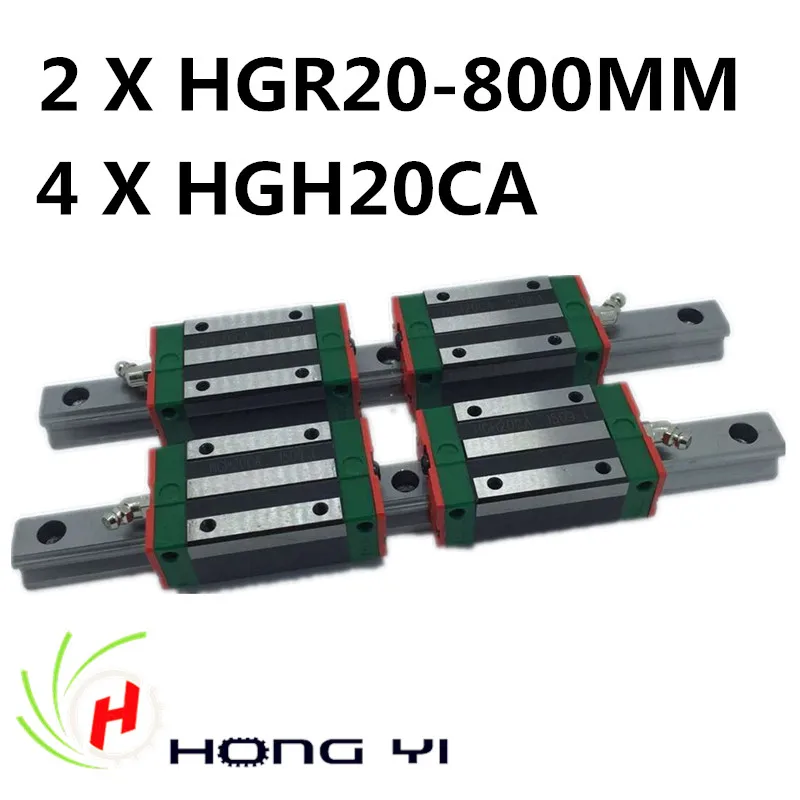 

2pcs HIWIN Carril Linear Rail 800mm Linear rails HGR20,+ 4pcs Rail Linear Block HGW20CA HGH20CA for CNC