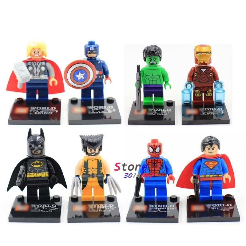 

1Set Marvel Comics Series 10 Avengers Thor Iron man Spiderman Spider man Hulk Deadpool building blocks toys for children