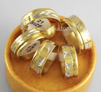 

Wholesale - 20 pcs Gold Cut Flowers High Polishing Stainless Steel Rings