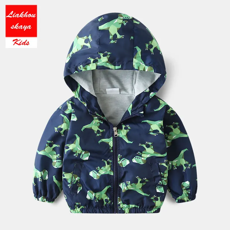 Liakhouskaya/Новинка, размеры от 80 до 130 см, милая весенне-Осенняя детская куртка с динозавром для мальчиков, верхняя одежда, пальто ветровка, casaco infantil, одежда