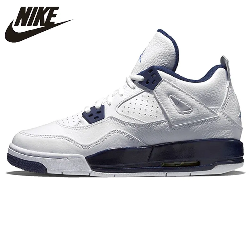 

Nike Air Jordan 4 AJ4 White Blue and White Men's Basketball Shoes, Comfortable Outdoor Sports Shoes 314254 107