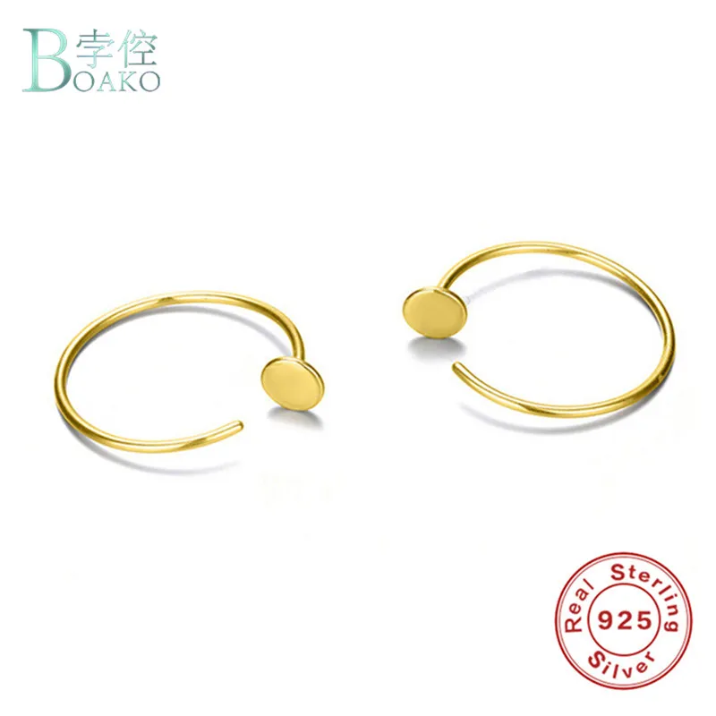 BOAKO Classic Round Silver Hoop Earrings 925 Sterling Circle for Women Earings Piercings Jewellery brincos | Украшения и