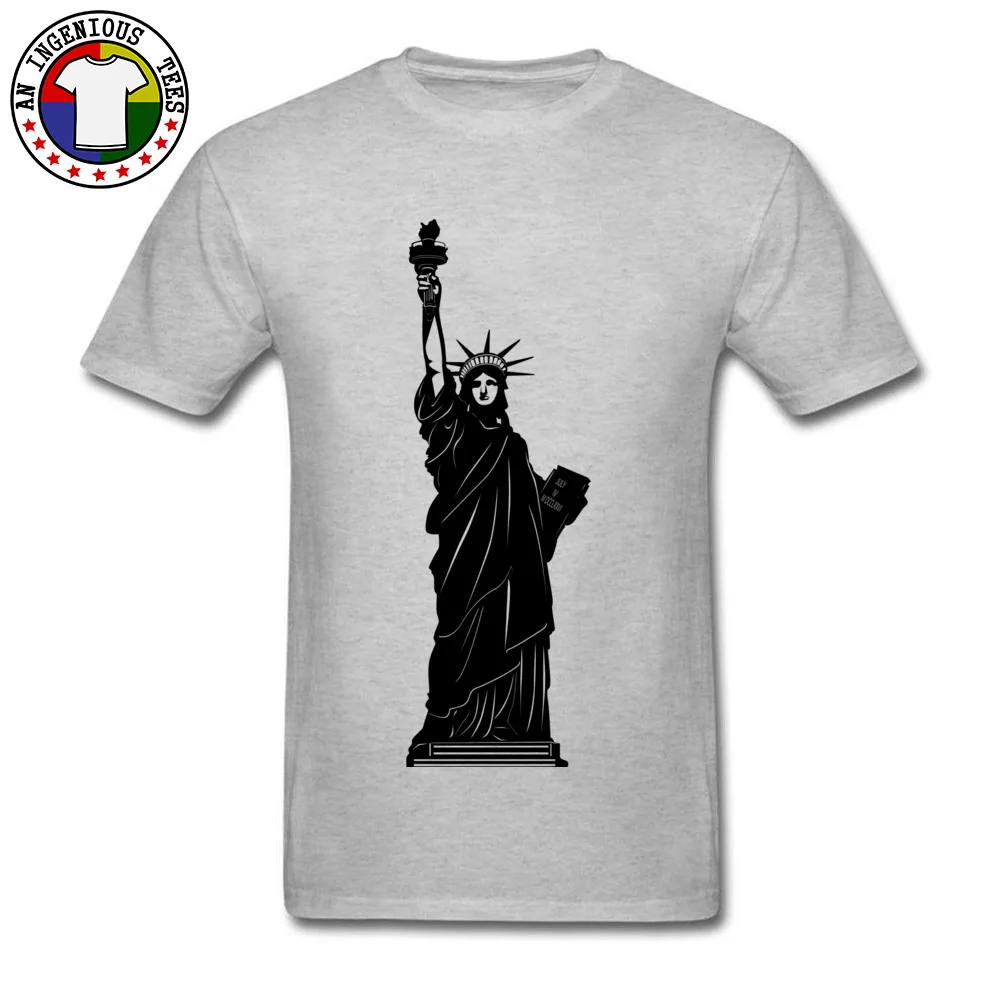 Casual Statue Of Liberty Black Crewneck T-Shirt Father Day Tops & Tees Short Sleeve for Men Fashion Pure Cotton T-shirts Statue Of Liberty Black grey