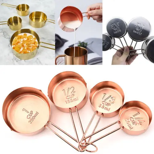 

4/8PCS Measure cups Bar Metal Measuring Spoon &Measuring Cup Set Stainless Steel