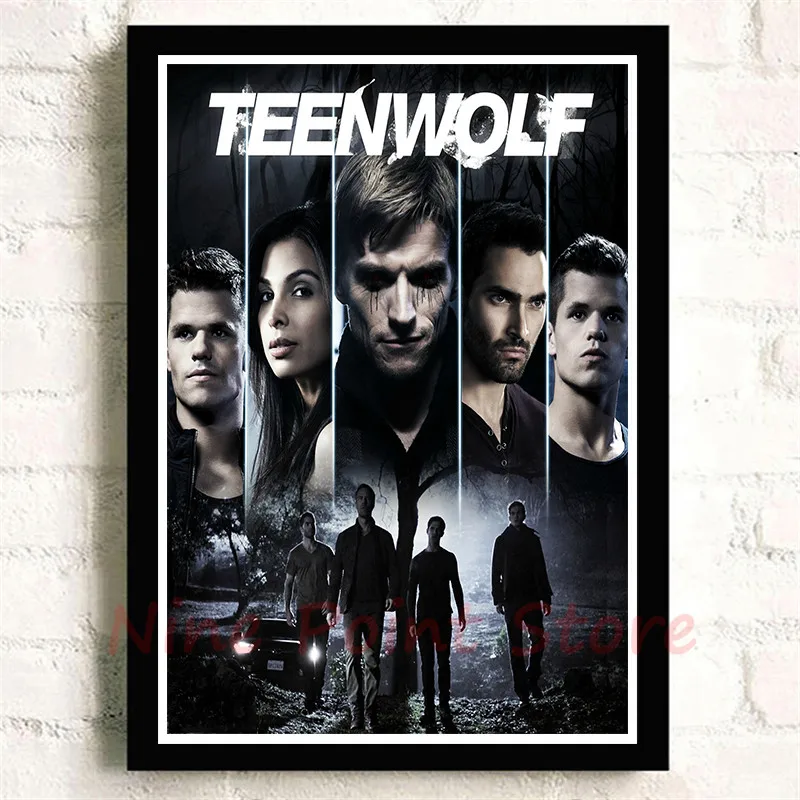 Teen Wolf, белая бумага с покрытием, кино-стикеры Настенные, четкое изображение, украшение для дома, гостиной, спальни, дома, без рамы - Цвет: Черный