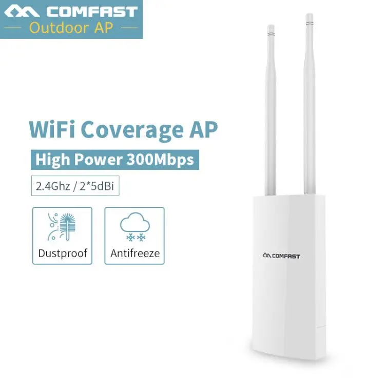 

Comfast High Power Outdoor Weatherproof 27dbm 300Mbps Wireless Wifi Router/AP Repeater 2.4G 500mW Outer Antenna Wifi Extender