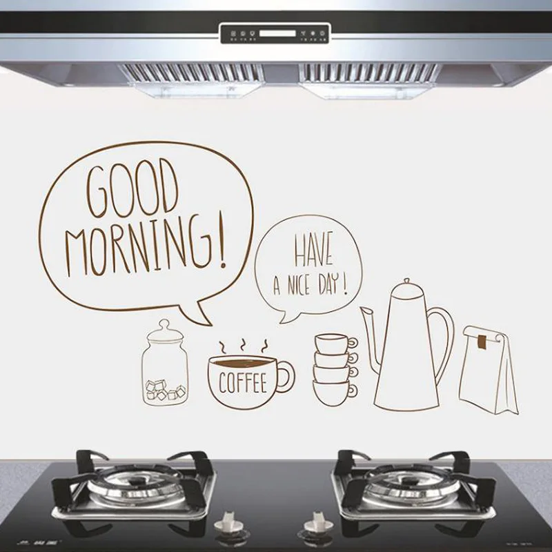 Cartoon Anti-oil pollution kitchen PET Wall Stickers Cabinet Stove kitchen decoration Mural Transparent self-adhesive stickers