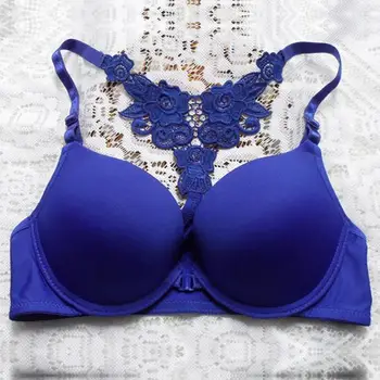 

Fashion Candy Colors Women's Smooth Push Up Bra Embroidered Front Closure Padded Bra
