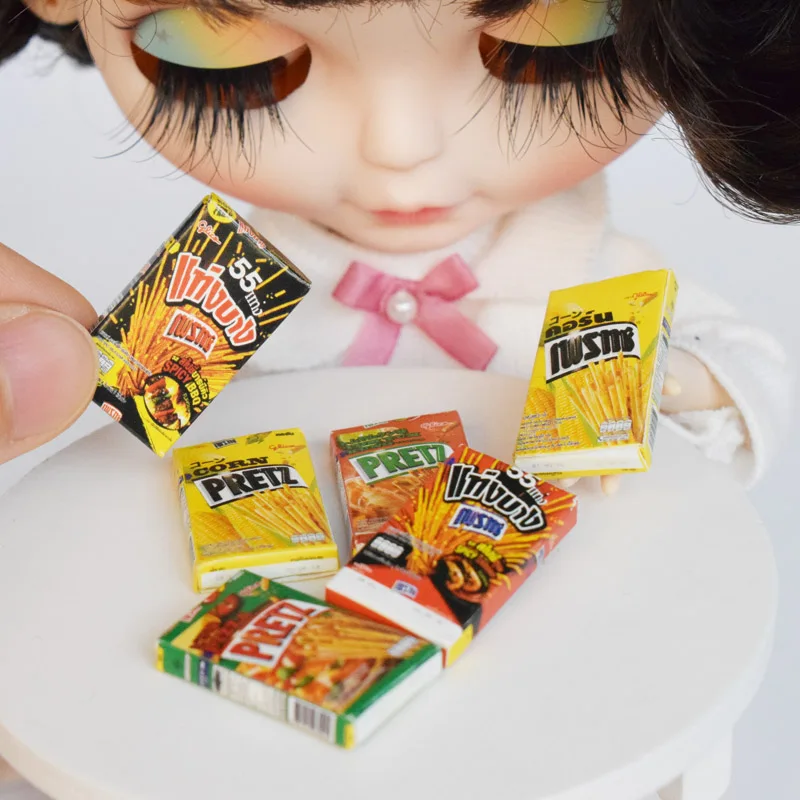 

6 Boxes Mini Cookies Model Pretend Play Dollhouse Miniature Doll Food Toy for Blyth Pullip Doll Kitchen Toy Accessories