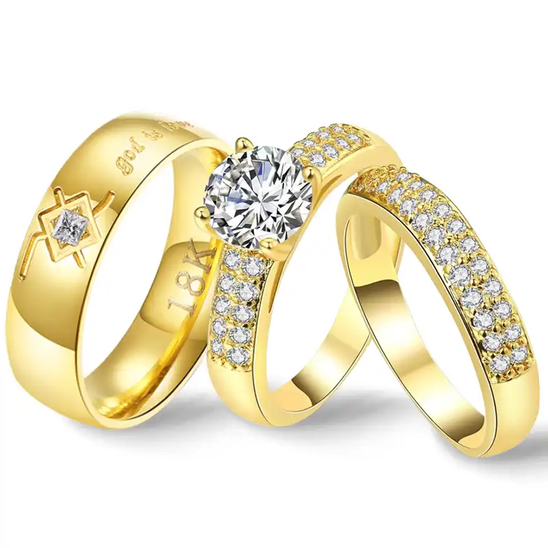 Wedding Rings Couple Bible Cz Stone Crystal Rings Set For Women